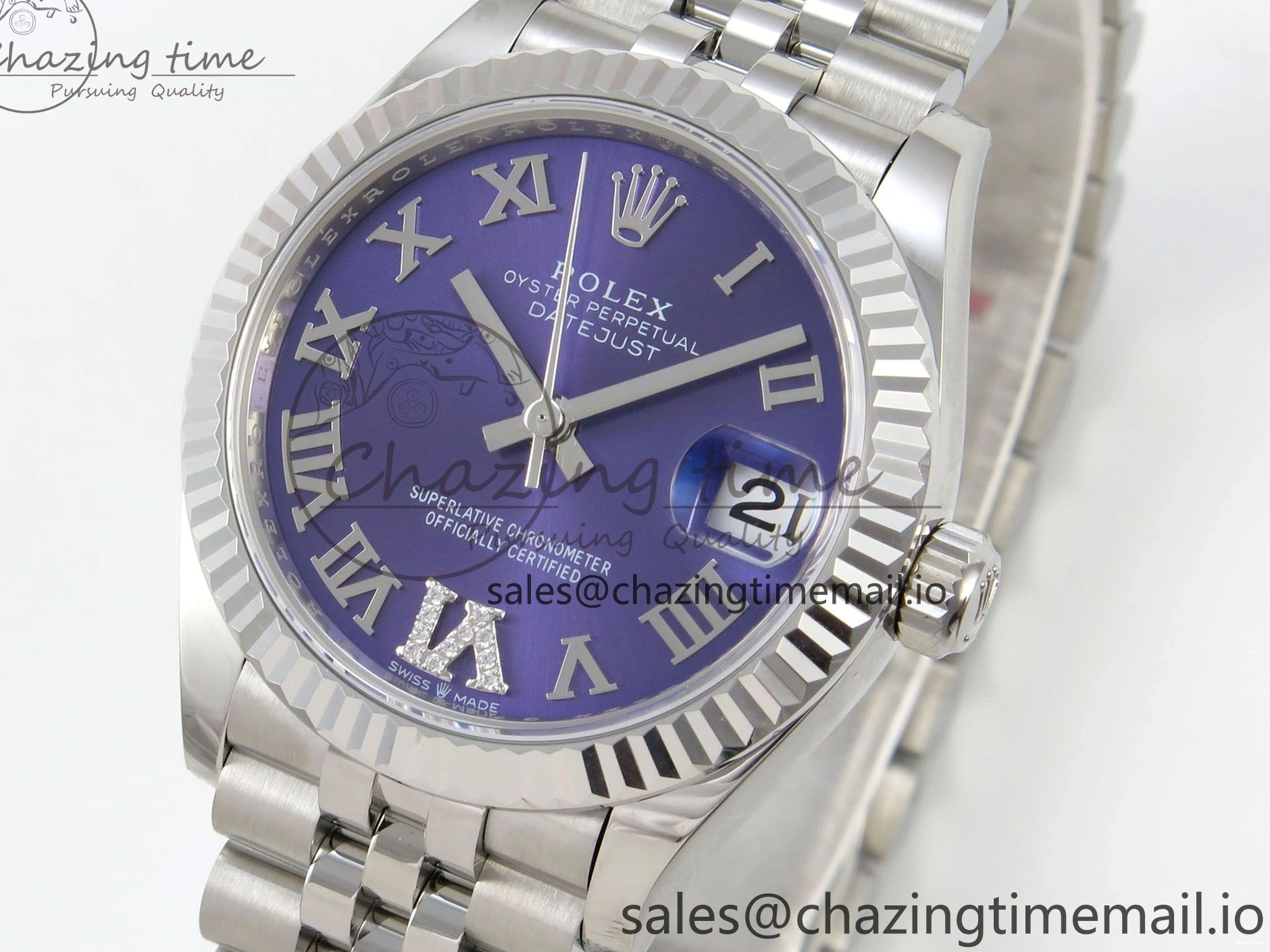 MiroTime 0114 DateJust 31 278274 THBF 1:1 Best Edition 904L Steel Purple Roman Dial on SS Jubilee Bracelet HZ Cal. Breathable 43